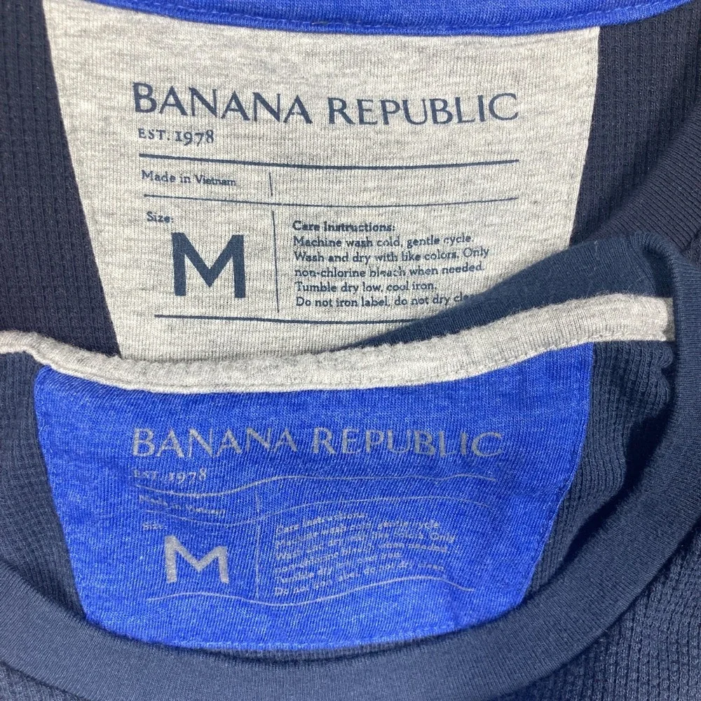 Banana Republic Thermal Waffle Knit Shirts Mens Medium Blue Lot of 2 Long Sleeve